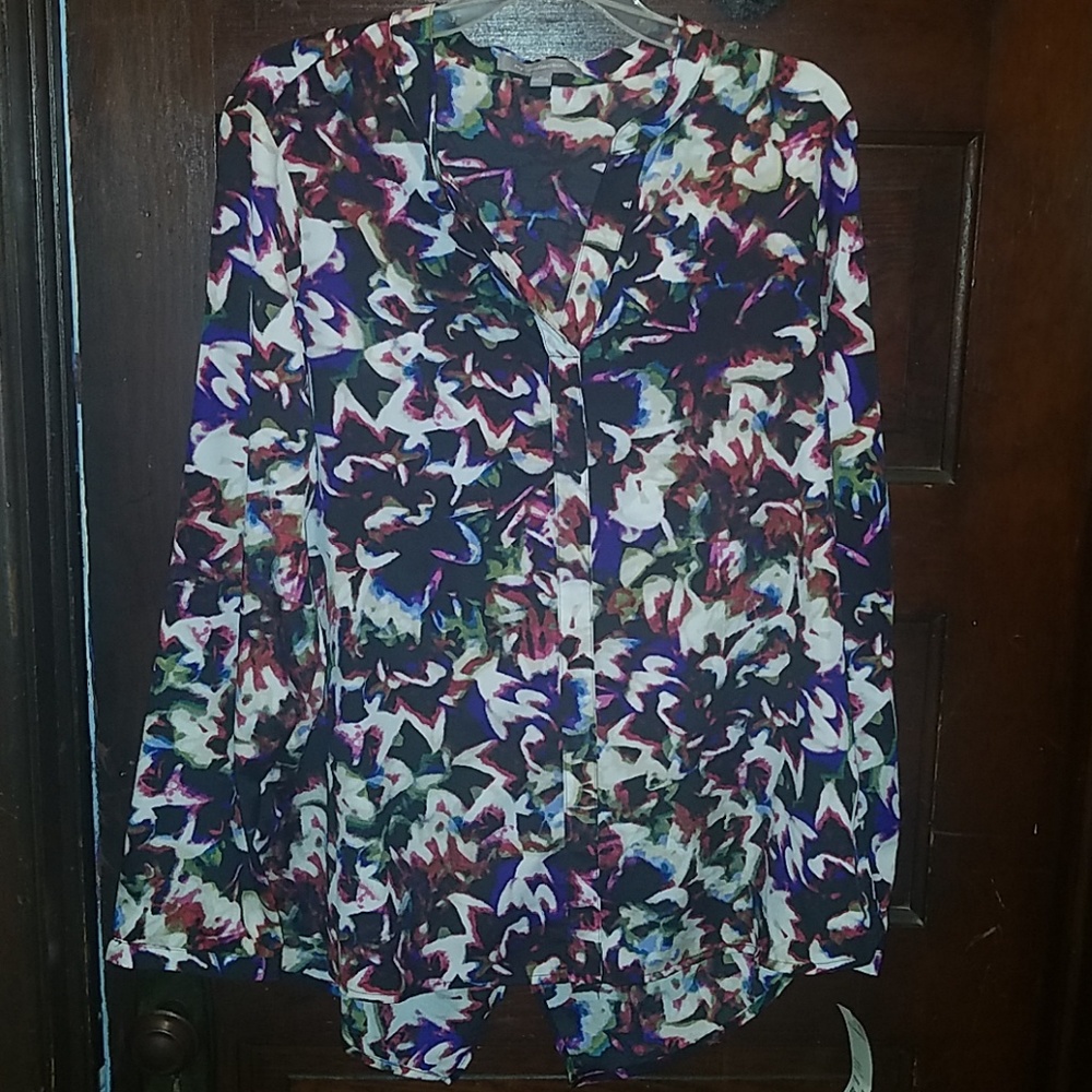 Floral long sleeve high-low top